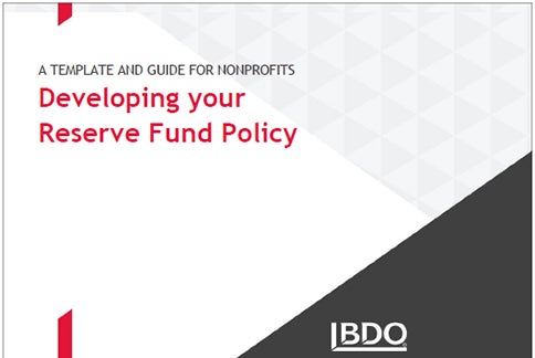 Reserve Fund Policy Template Guide BDO Cover