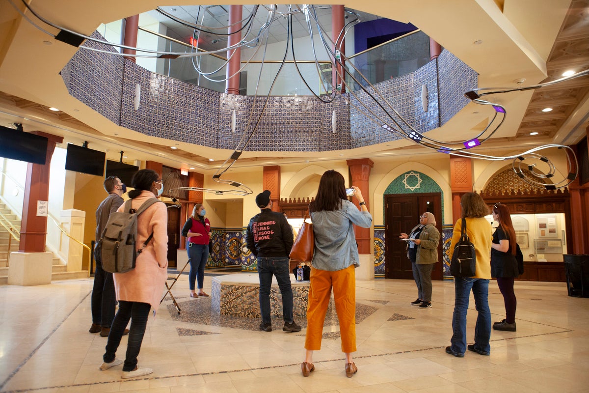 Mixed race visitors at the Arab American National Museum 